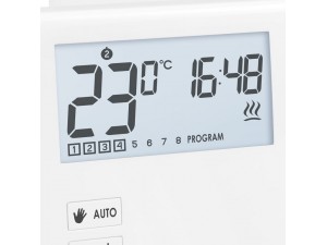 Termostat programabil Auraton PAVO, alb, conectare cu fir, alimentare 2 baterii R6