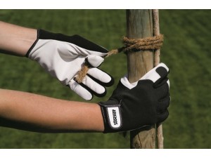 Manusi de lucru, palma din piele naturala, culoare neagra