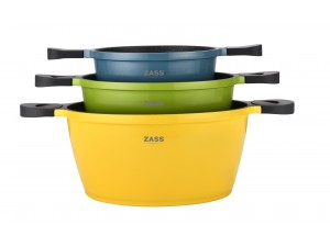 Set 3 oale antiaderente din aluminiu turnat sub presiune Zass Gourmet ZG-ACS 02 